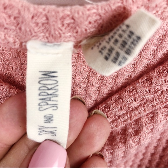 Sky & Sparrow Pink Waffle Knit Tie Front Tank Top - Picture 6 of 7